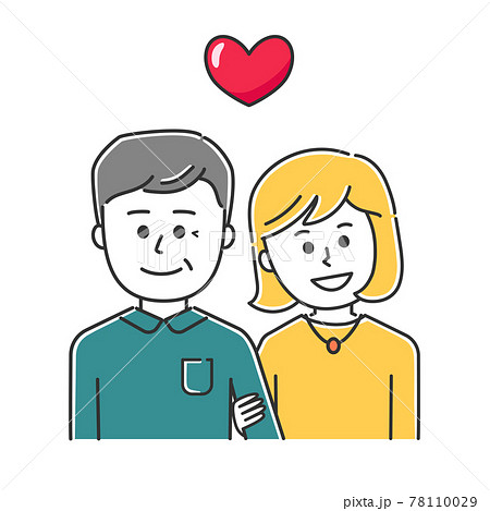 仲が良い年の差カップル 夫婦 女性が若い イラスト素材のイラスト素材