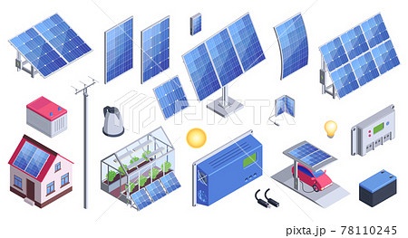 Solar Energy Equipment Isometric Set Solar Energy Equipment Isometric Set 78110245