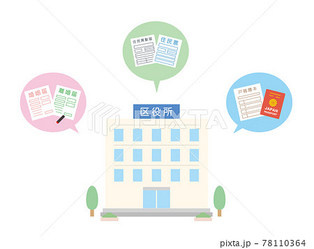 区役所　自治体　建物　外観　イラスト素材 78110364