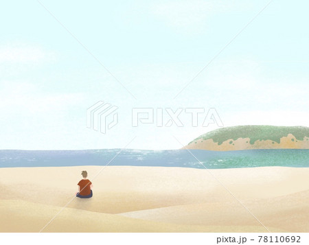 浜辺で海を眺める彼氏 78110692