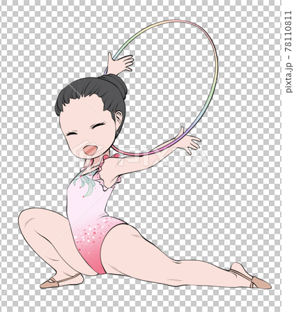 亞洲女子藝術體操運動員笑著充當箍 78110811
