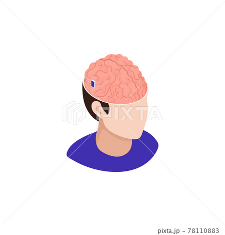 Isometric Brain Chip Icon Isometric Brain Chip Icon 78110883