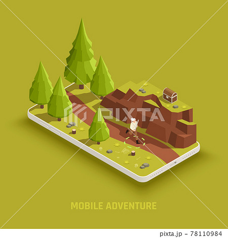 Mobile Gaming Isometric Composition Mobile Gaming Isometric Composition 78110984