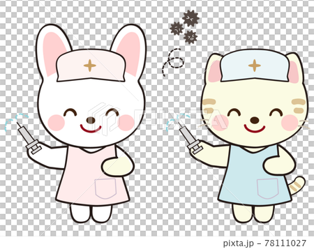 兔子和貓護士接種了疫苗 兔子和貓護士接種了疫苗 78111027