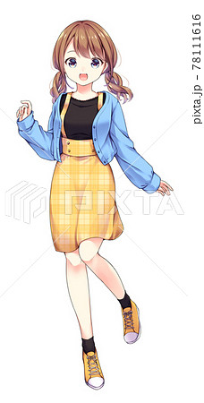 Anime Style Female Character Full Body Stock Illustration
