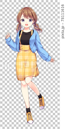 Anime Style Female Character Full Body Stock Illustration