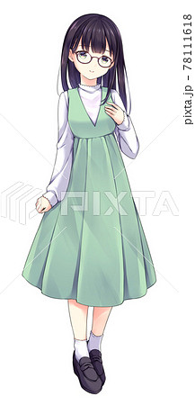 Anime Style Female Character Full Body Stock Illustration