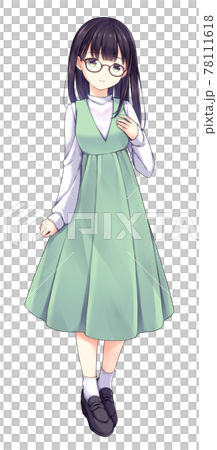 Anime Style Female Character Full Body Stock Illustration