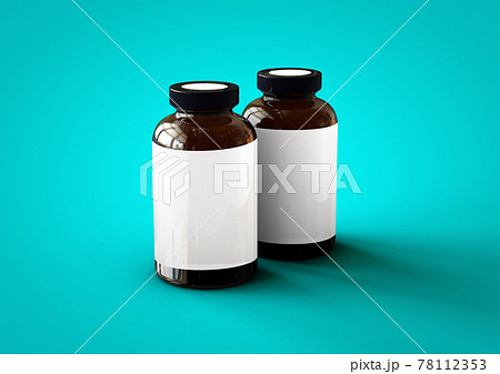 3D vitamins bottle isolated on blue toscha background. suitable for your design element. 78112353