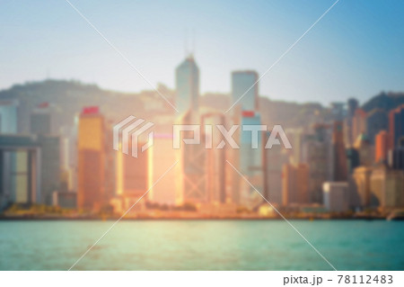 Blur image of city Skyline of Hong kong Island coast - Blur image of city Skyline of Hong kong Island coast - 78112483