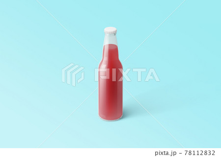 Various Fruit Soda bottle, non-alcoholic drink with water drops isolated on toscha background. 3d rendering, suitable for your design project. 78112832