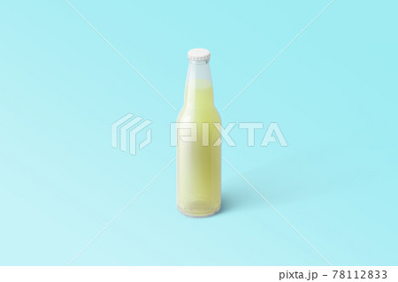 Various Fruit Soda bottle, non-alcoholic drink with water drops isolated on toscha background. 3d rendering, suitable for your design project. 78112833