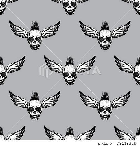 scary skull with wings Seamless pattern scary skull with wings Seamless pattern 78113329