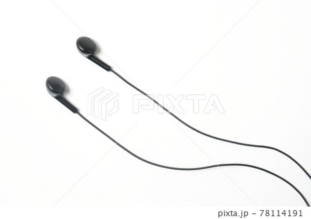 Earphone for music player and smartphone on white background 78114191