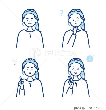 基本ポーズの女性のイラスト素材セットのイラスト素材
