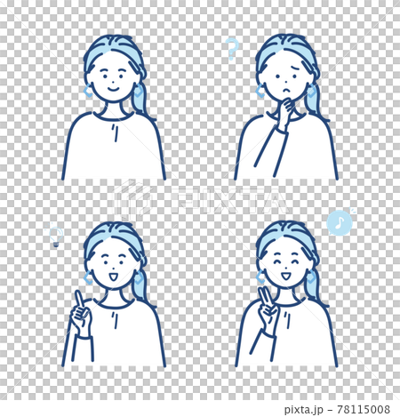 Illustration material set of women in basic pose 78115008