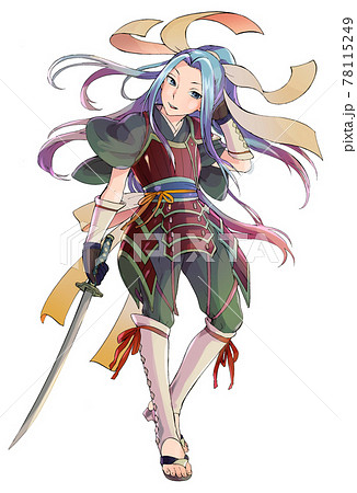 ファンタジーな和風剣士のイラストのイラスト素材