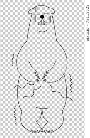 しろくま　シンプル　かわいい　線画　イラスト素材セット 78115525