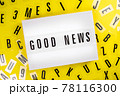 Lightbox with message GOOD NEWS on yellow background with black letters around 78116300