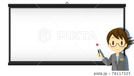スクリーンの前でポインタを持つ眼鏡の女性 スクリーンの前でポインタを持つ眼鏡の女性 78117325