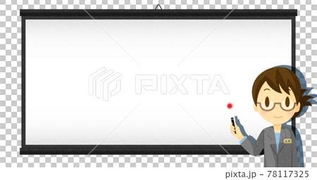 スクリーンの前でポインタを持つ眼鏡の女性 スクリーンの前でポインタを持つ眼鏡の女性 78117325