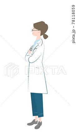 腕組みをする女性の医師のイラスト素材