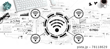 Wifi theme with a computer keyboard Wifi theme with a computer keyboard 78118629