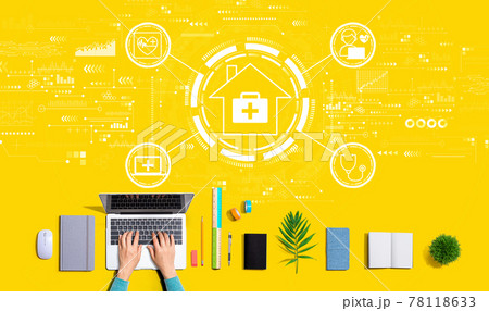 Telehealth theme with person using a laptop 78118633
