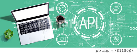 API - application programming interface concept with a laptop computer 78118637