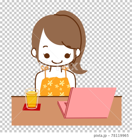 Girl sitting in front of a computer Girl sitting in front of a computer 78119965
