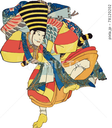 舞を舞う男性のイラスト素材 7812