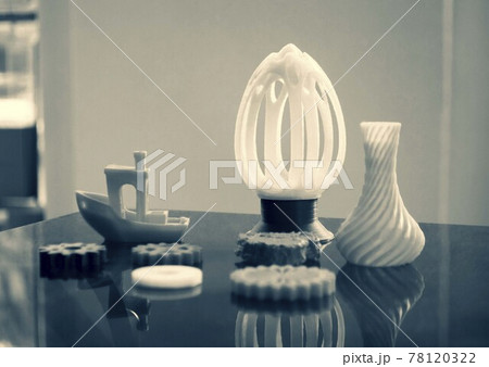 Abstract models printed by 3d printer close-up. 78120322
