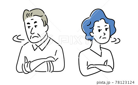 喧嘩するシニアカップルのイラスト素材 喧嘩するシニアカップルのイラスト素材 78123124