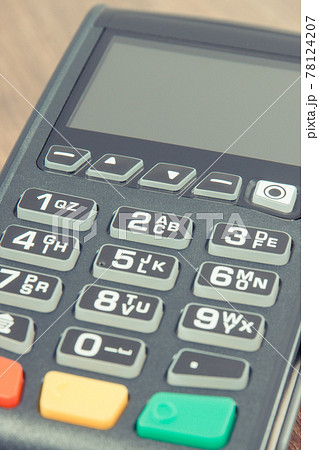 Payment terminal, credit card reader using for cashless paying. Finance concept 78124207