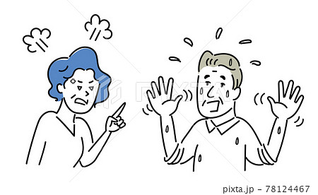 怒っている女性と責められている男性のイラスト素材 怒っている女性と責められている男性のイラスト素材 78124467