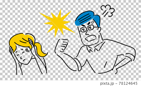 女性を怒鳴る男性のイラスト素材　若い男女 78124645