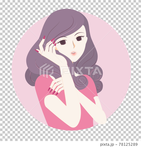 フワフワロールヘアの女性のイラスト素材