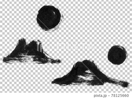 山與天毛筆劃插圖與水墨 3 手寫水墨畫 78125660