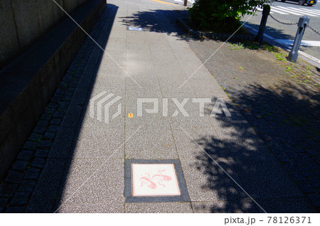 港町横浜、絵タイルと歩道 78126371