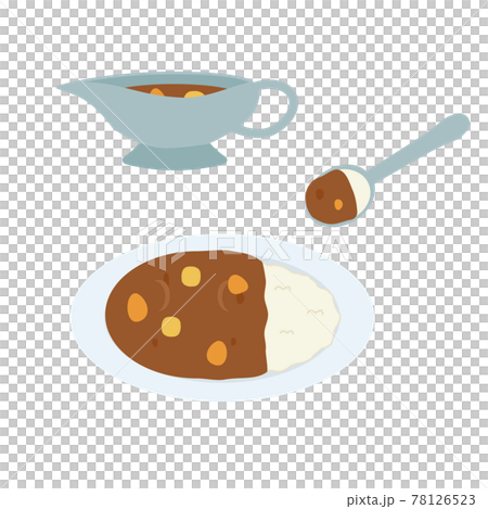 シンプルでかわいいカレーライスのイラスト フラットデザインのイラスト素材