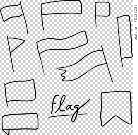色々な形の手書き風旗 フラッグ ベクターイラストのイラスト素材