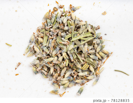 pile of old dried lavender closeup on gray 78128835