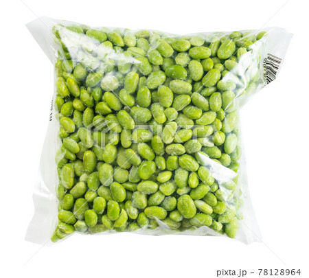 frozen Edamame (unripe soybeans) in plastic bag 78128964
