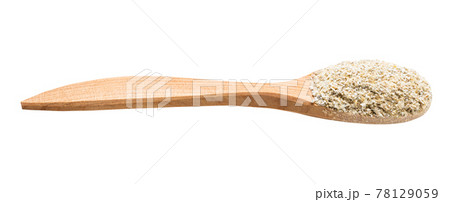 wooden spoon with rye bran isolated on white wooden spoon with rye bran isolated on white 78129059