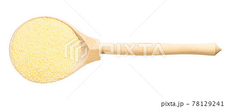 top view of wood spoon with wheat semolina top view of wood spoon with wheat semolina 78129241