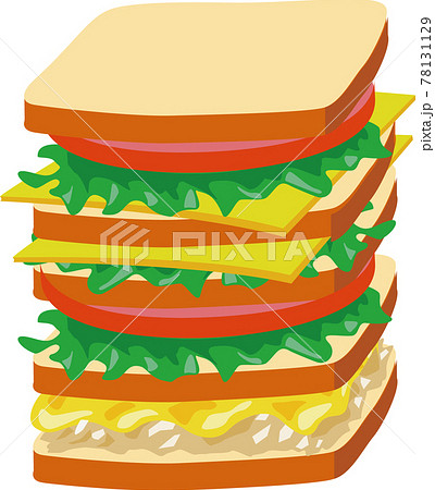 巨大サンドイッチイラストのイラスト素材