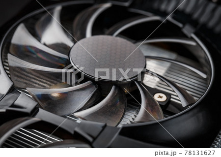 Game video card Cooler blades Selective close-up focus. 78131627