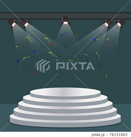 Podium staircase scene with light projectors. Vector scene projector 78131802