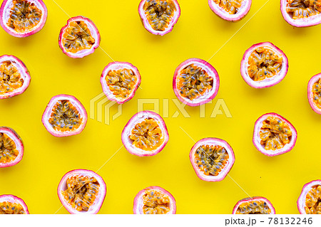 Passion fruit on yellow background. 78132246