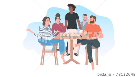 people playing chess spending time together mix race friends having fun table games concept people playing chess spending time together mix race friends having fun table games concept 78132648